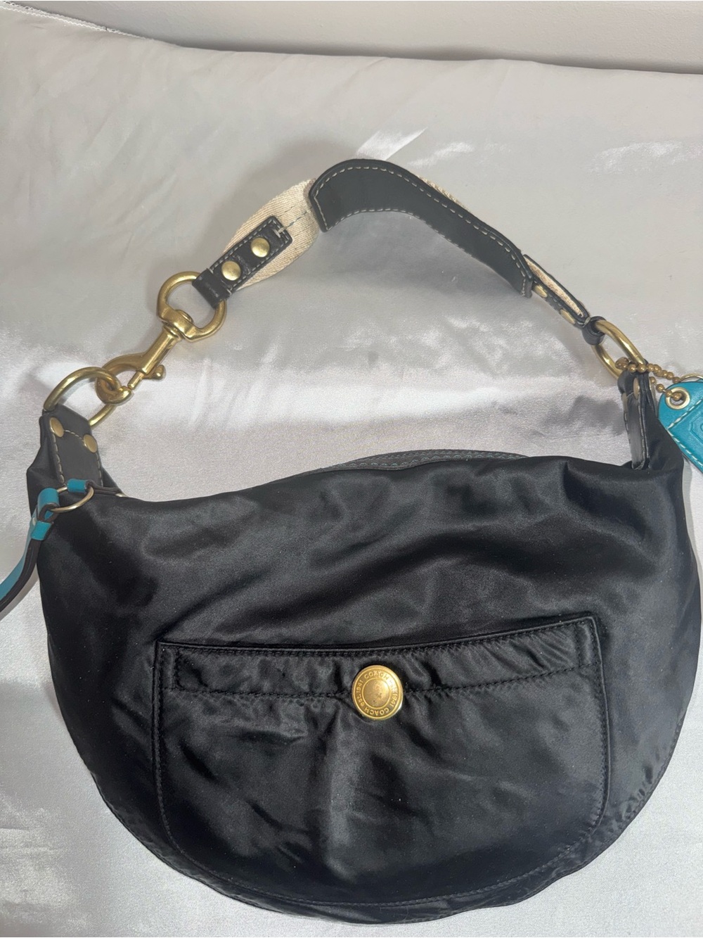 Coach Y2K Black Shoulder Hobo Bag with Gold Hardware